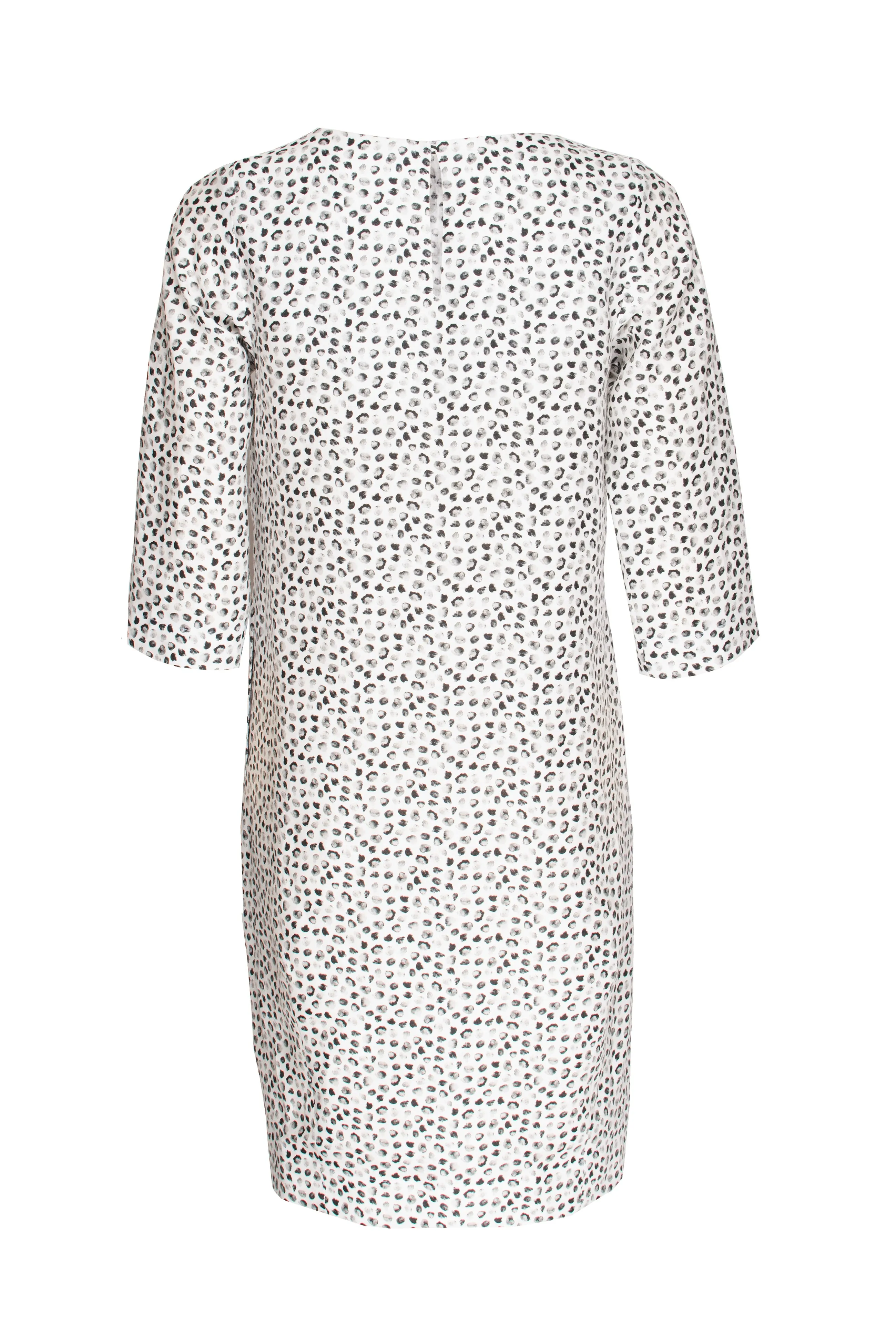 3/4 Sleeve Tulip Dress - Charcoal Spot Linen 9761