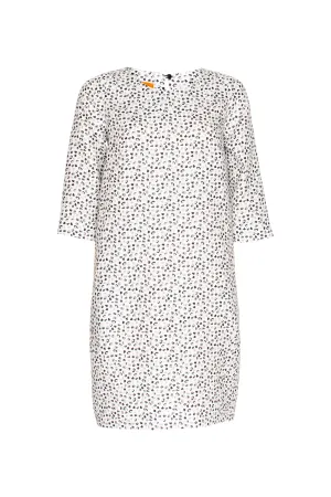 3/4 Sleeve Tulip Dress - Charcoal Spot Linen 9761