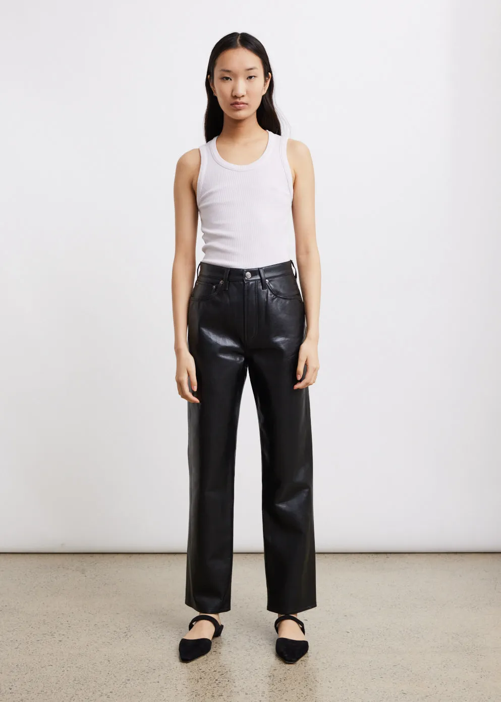 90's Pinch Waist Leather Pants