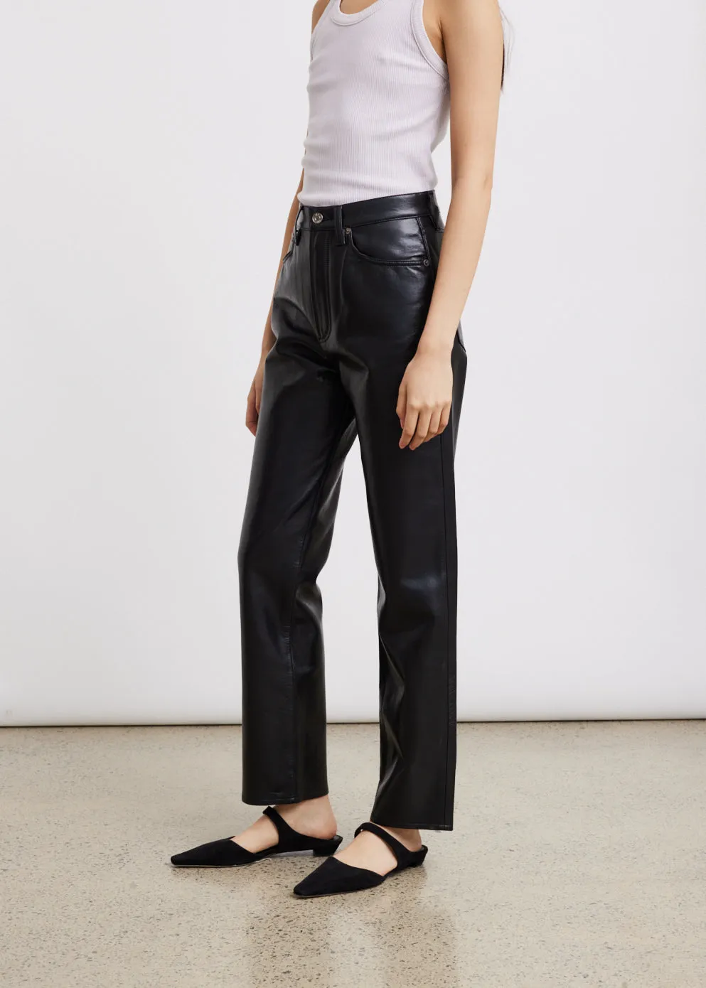90's Pinch Waist Leather Pants
