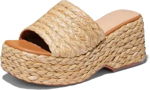Ancomafio Platform Espadrille Sandals for WomenPlatform Slip on Wedges Slides Bohemia Sandals Flatform Open Toe Beach Sandals Outdoor