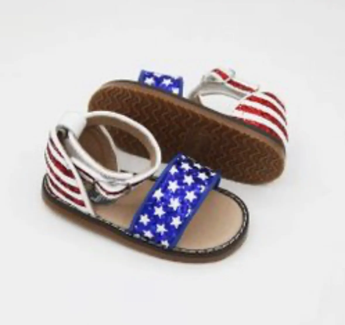 Aurora Glitter Stars and Stripes Open Toe Sandals