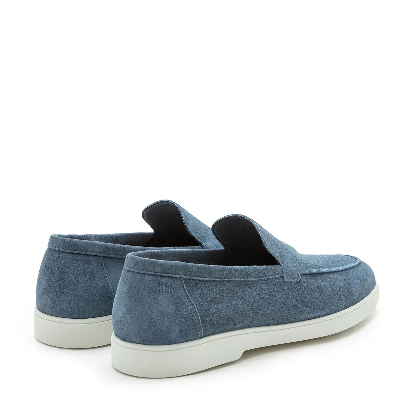 Avio Blue Deer-Skin Suede Unlined Loafers - Fabiano Ricci