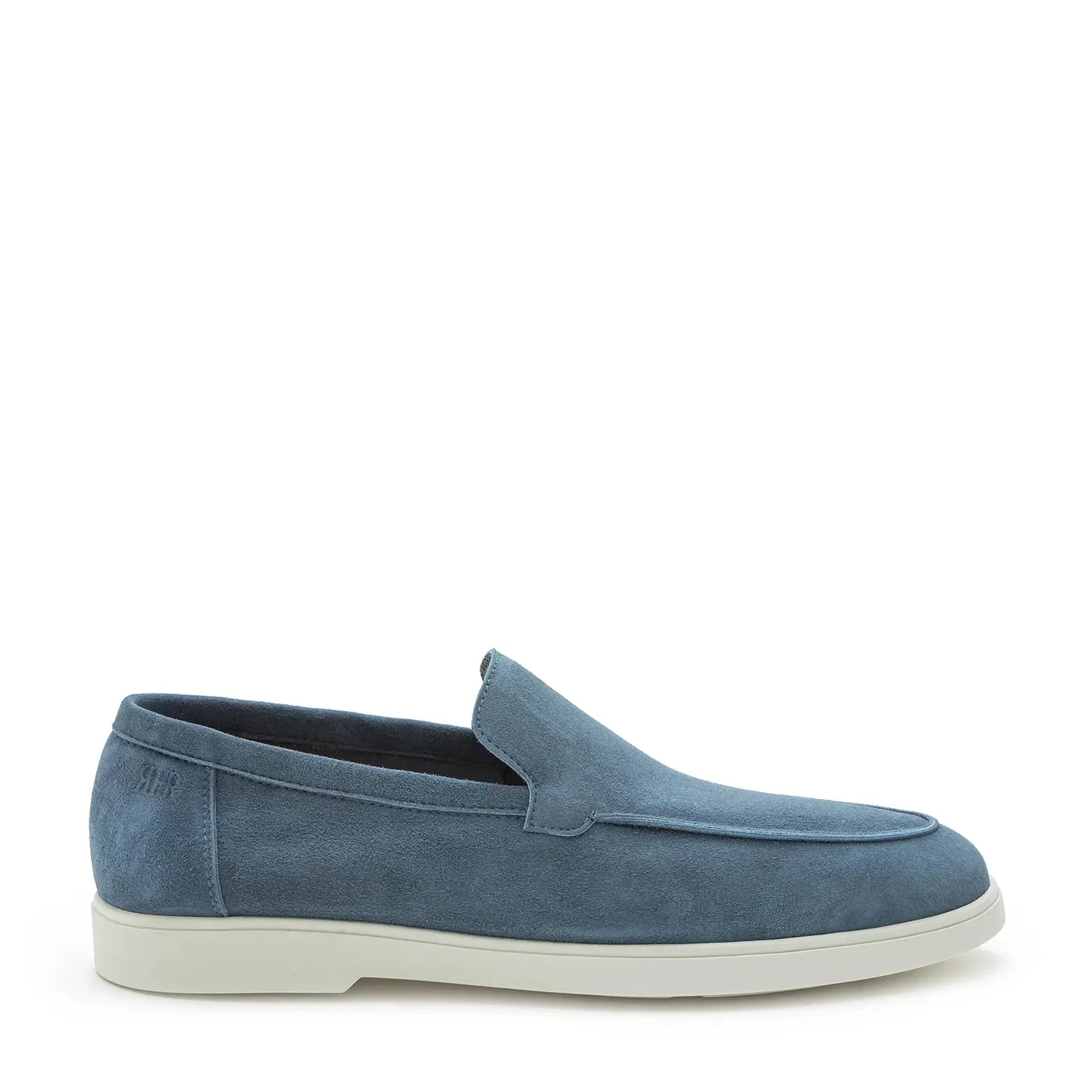 Avio Blue Deer-Skin Suede Unlined Loafers - Fabiano Ricci