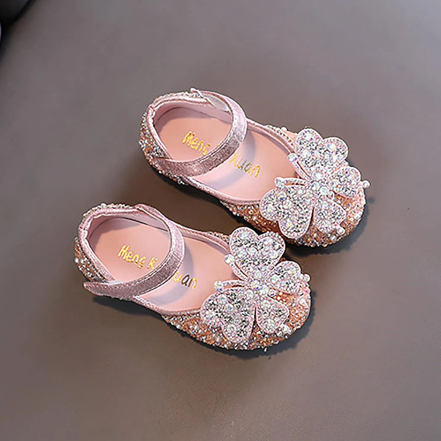 Baby Kids Rhinestone Butterfly Dress Shoes Kids Girls Wedding Ballet Flats Princess Summer Casual Shinny Sandals