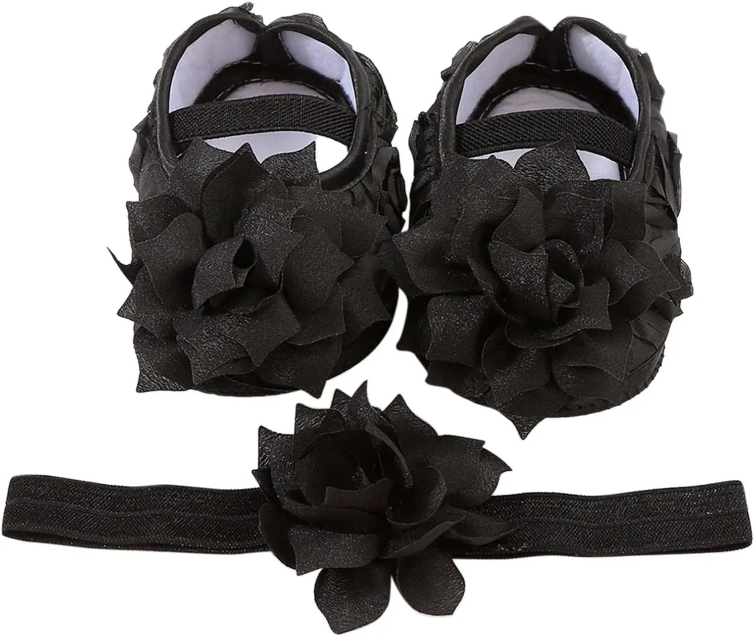 Baby Shoes Hairband Set 01 Year Old Baby Shoes 246 August Newborn Soft Sole Walking Shoes Trend Baby Girl Shoes Size 3 (Black, 5 Infant)