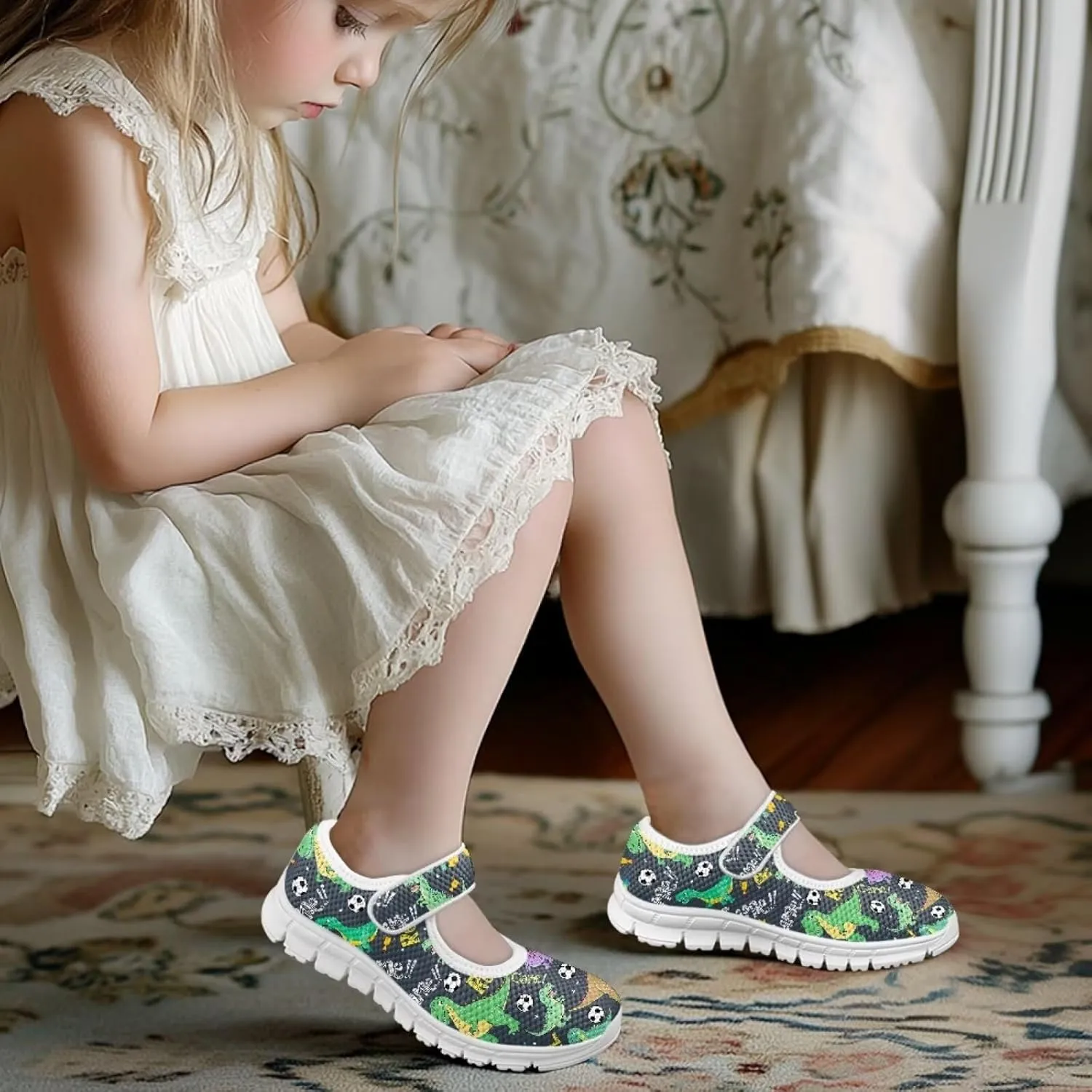 BIGCARJOB Girls Mary Janes Sneakers Little Girls Casual School Uniform Shoes Children Athletic Gym Shoes Mary Janes Shoe