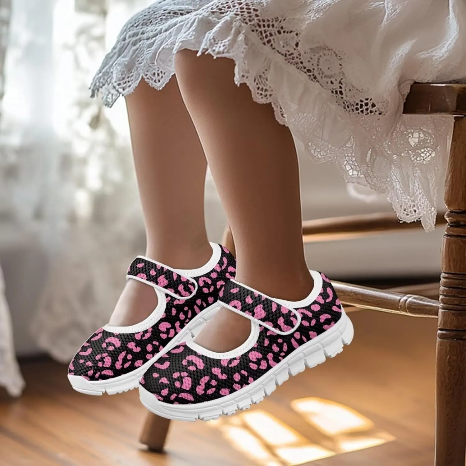 BIGCARJOB Girls Mary Janes Sneakers Little Girls Casual School Uniform Shoes Children Athletic Gym Shoes Mary Janes Shoe