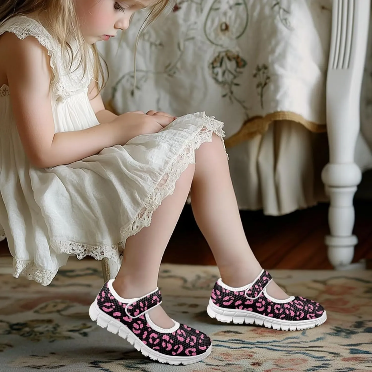 BIGCARJOB Girls Mary Janes Sneakers Little Girls Casual School Uniform Shoes Children Athletic Gym Shoes Mary Janes Shoe