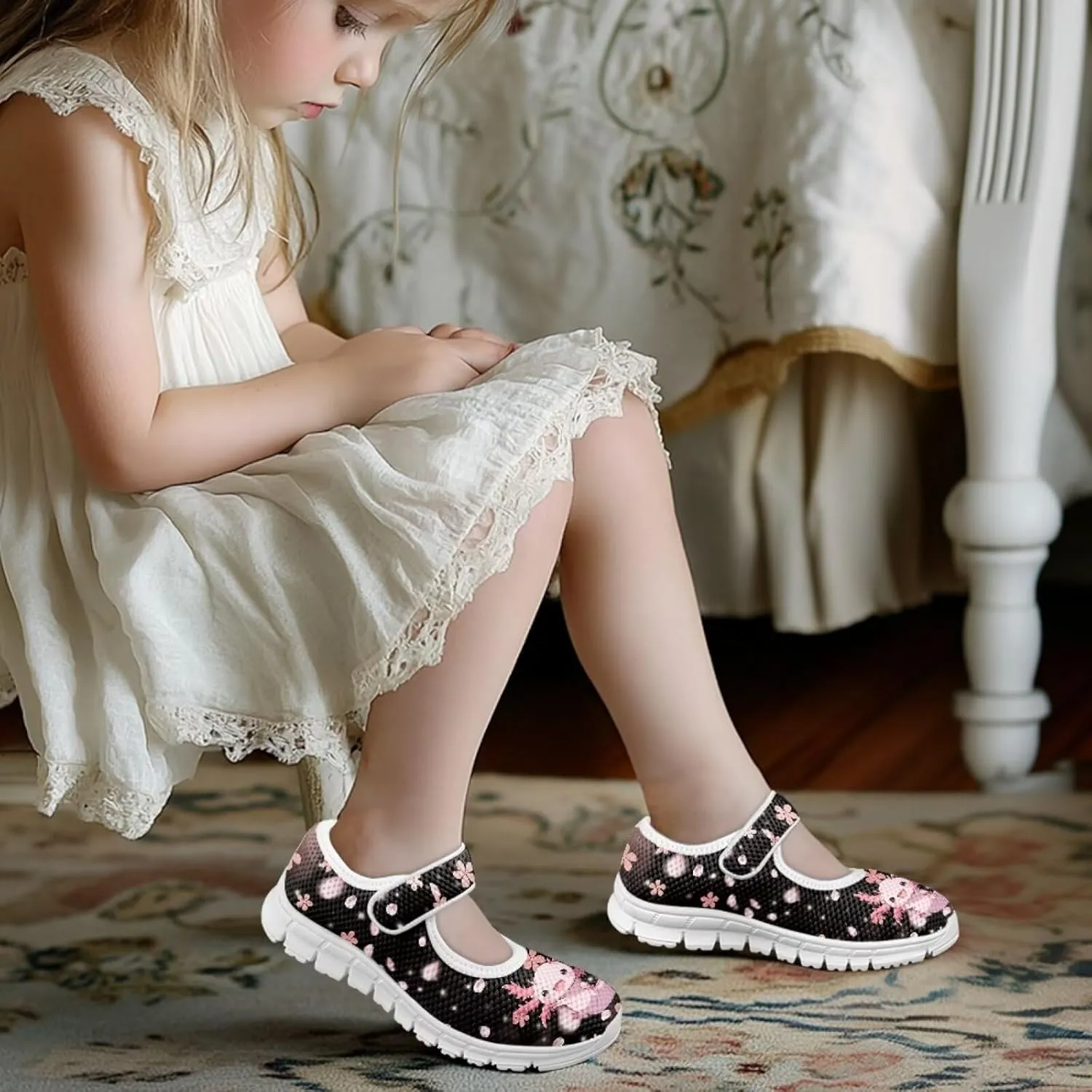 BIGCARJOB Girls Mary Janes Sneakers Little Girls Casual School Uniform Shoes Children Athletic Gym Shoes Mary Janes Shoe