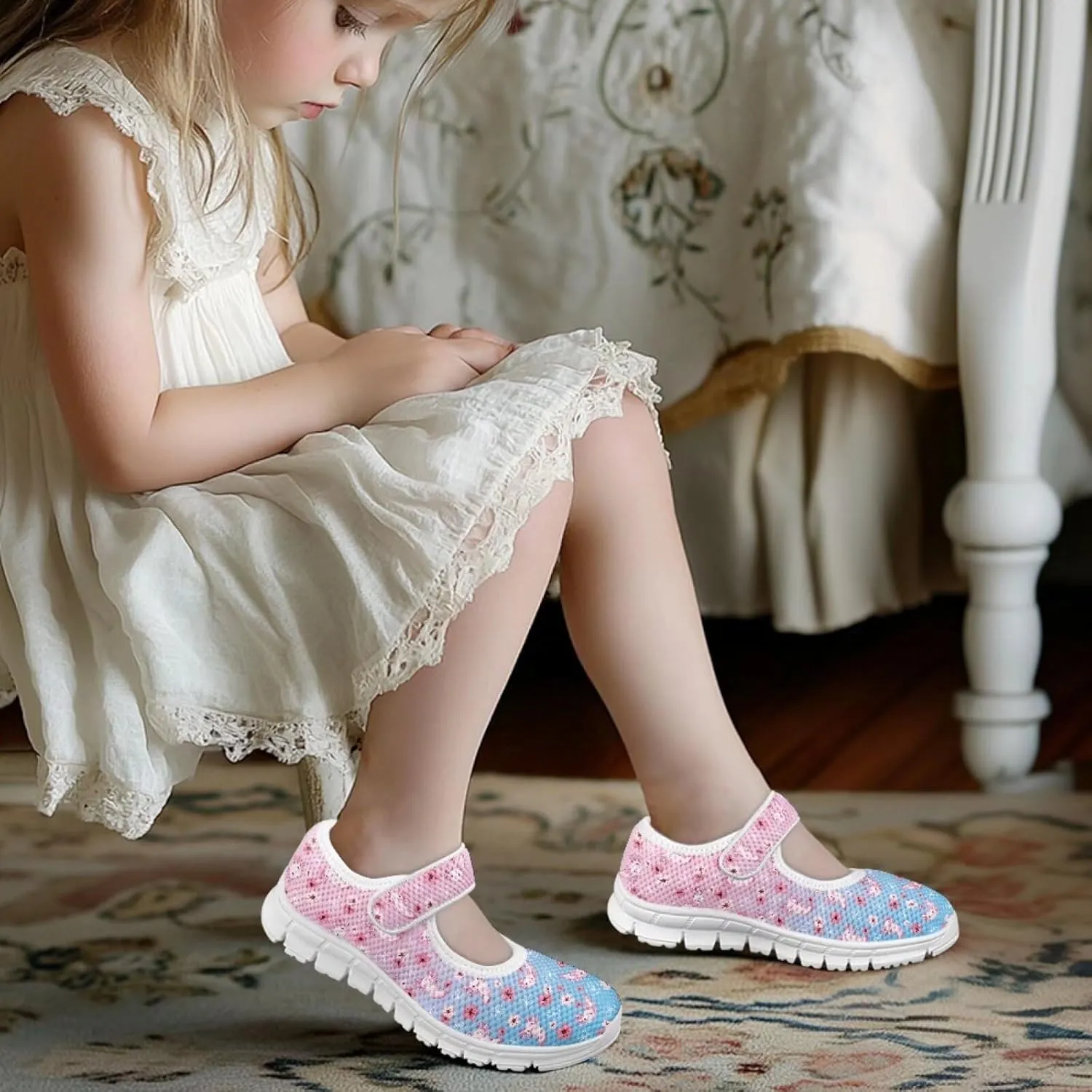 BIGCARJOB Little Girls Mary Janes Shoes Flats Running Shoes Slip-on Athletic Gym Shoes