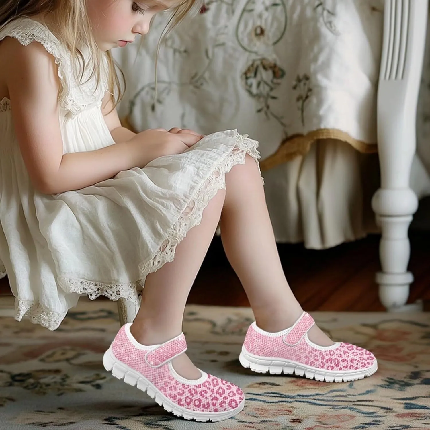 BIGCARJOB Little Girls Mary Janes Shoes Flats Running Shoes Slip-on Athletic Gym Shoes