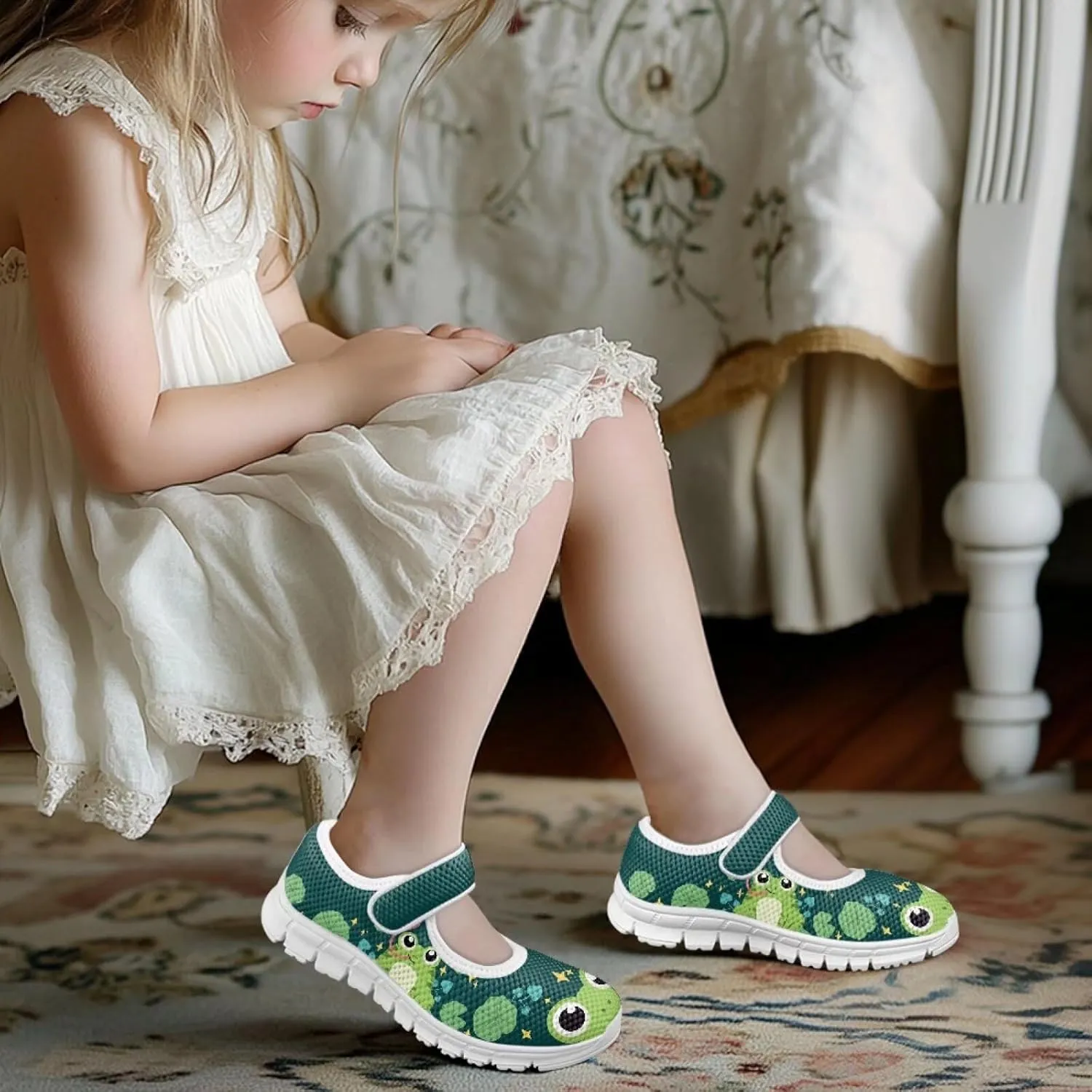 BIGCARJOB Little Girls Mary Janes Shoes Flats Running Shoes Slip-on Athletic Gym Shoes