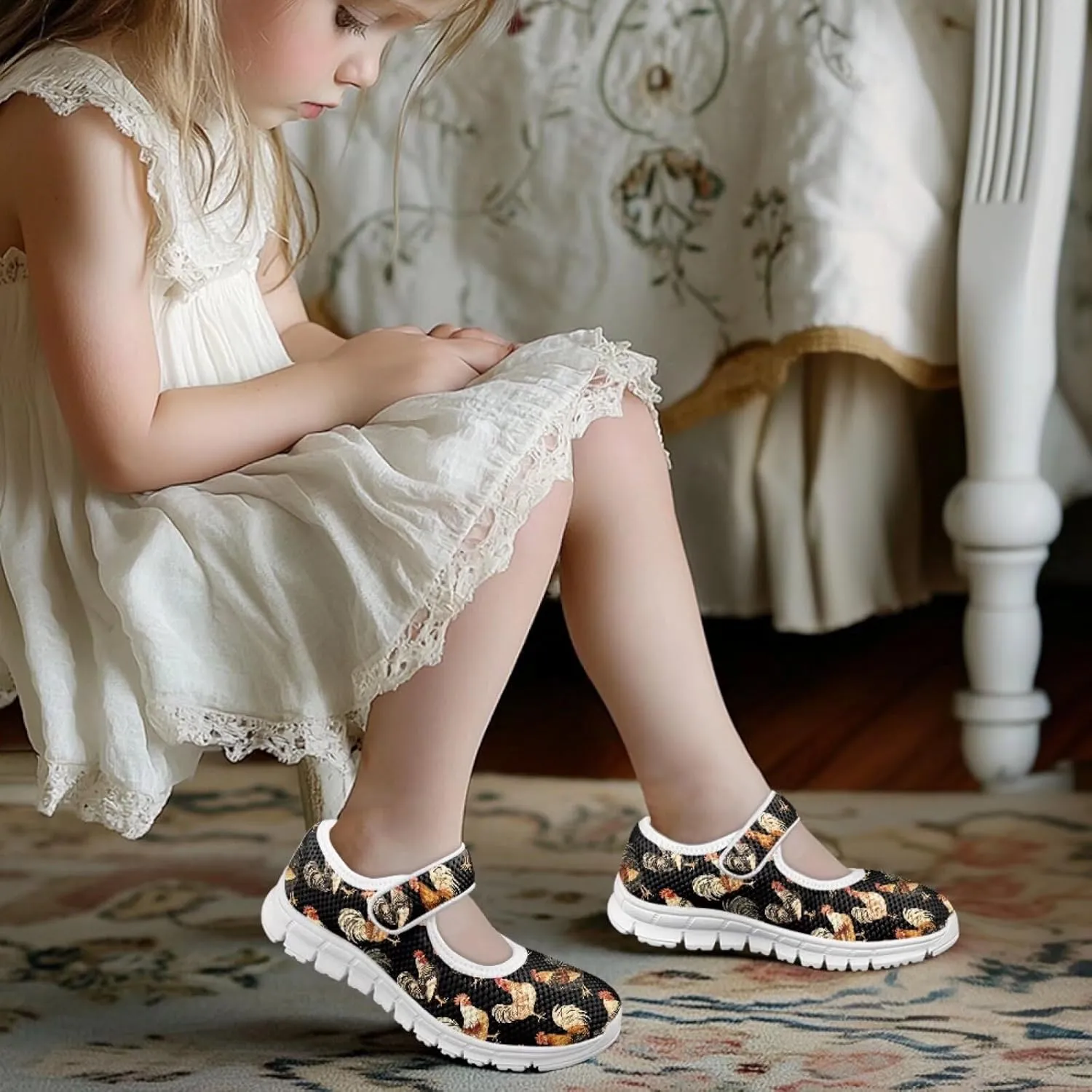 BIGCARJOB Mary Janes Shoes for Little Kids Flats Cute Ballet Dress Shoes School Uniform Shoes Athletic Gym Shoes