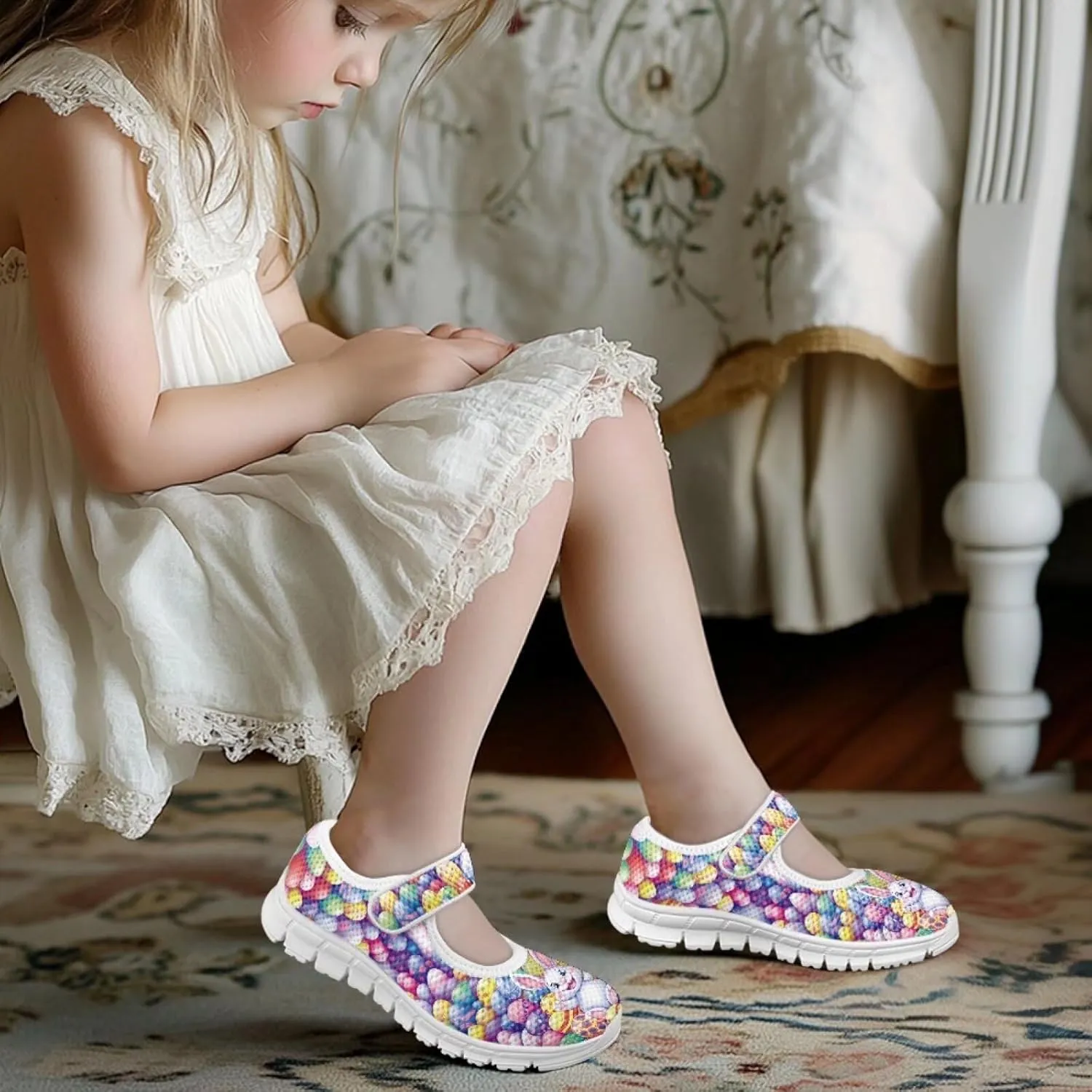 BIGCARJOB Mary Janes Shoes for Little Kids Flats Cute Ballet Dress Shoes School Uniform Shoes Athletic Gym Shoes