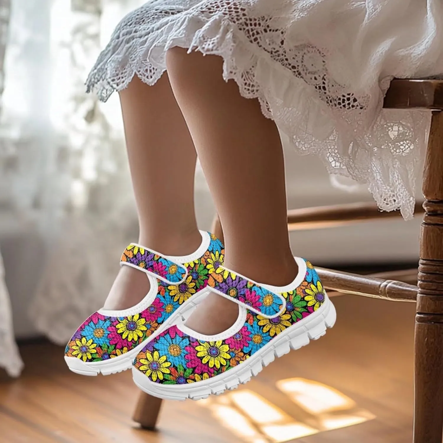 BIGCARJOB Mary Janes Shoes for Little Kids Flats Cute Ballet Dress Shoes School Uniform Shoes Athletic Gym Shoes