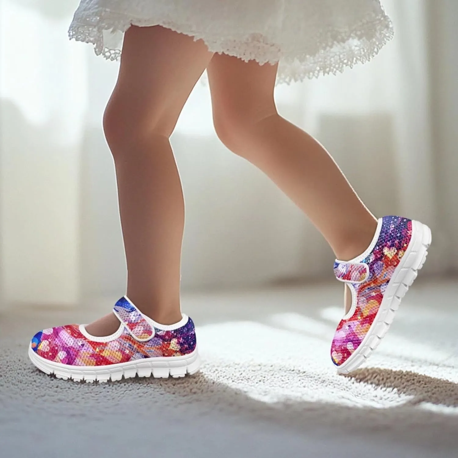 BIGCARJOB Mary Janes Shoes for Little Kids Tennis Shoes Flats Cute Ballet Dress Shoes School Uniform Shoes Athletic Gym Shoes
