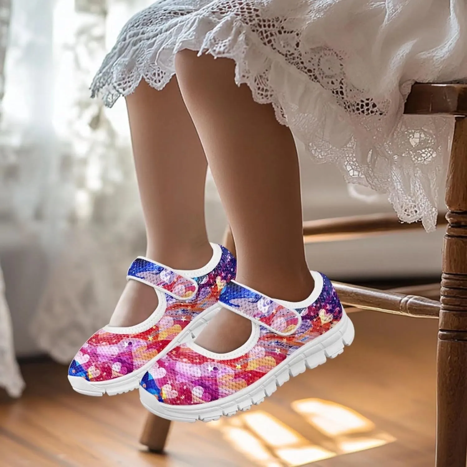 BIGCARJOB Mary Janes Shoes for Little Kids Tennis Shoes Flats Cute Ballet Dress Shoes School Uniform Shoes Athletic Gym Shoes