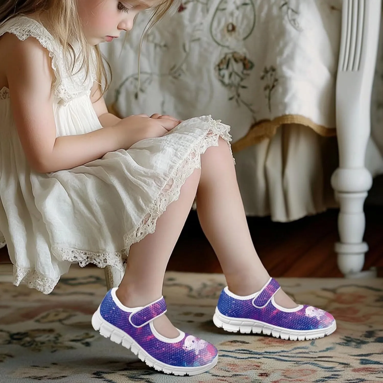 BIGCARJOB Mary Janes Shoes for Little Kids Tennis Shoes Flats Cute Ballet Dress Shoes School Uniform Shoes Athletic Gym Shoes