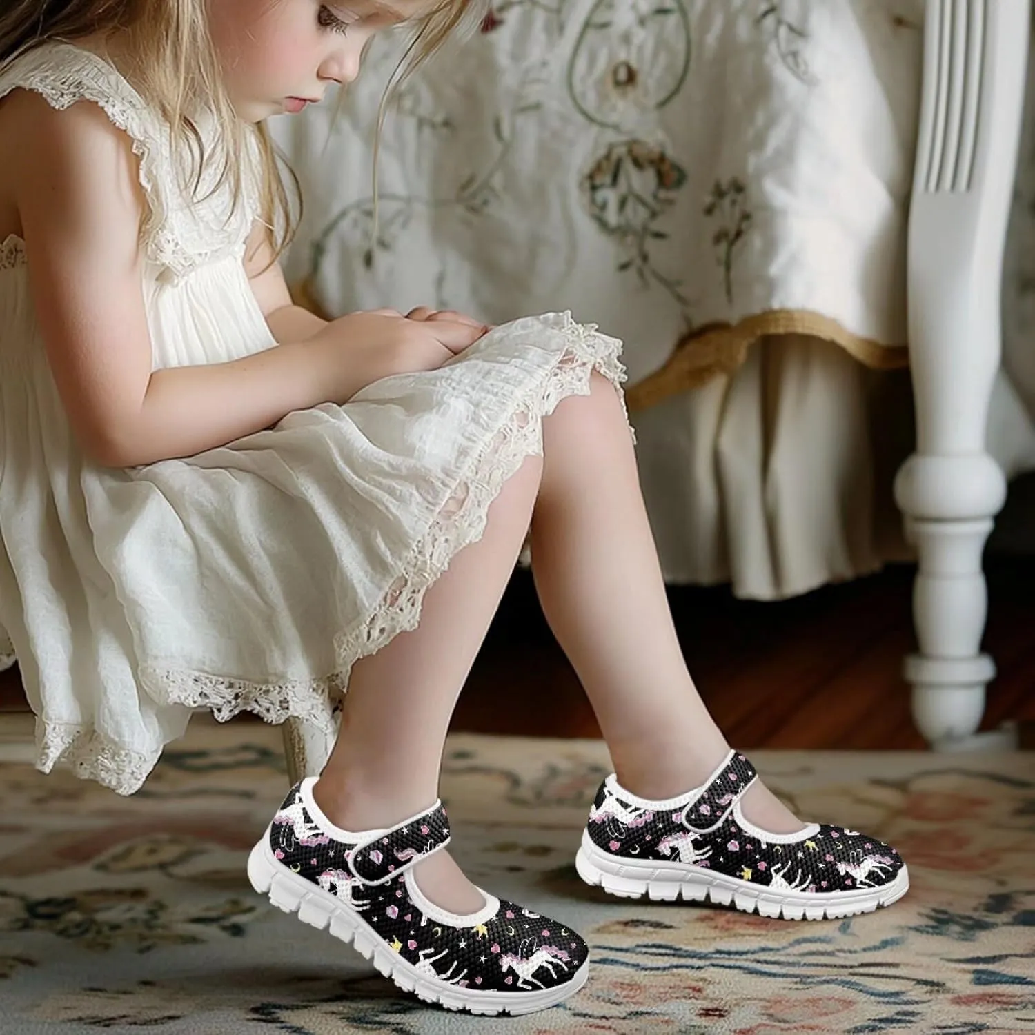 BIGCARJOB Mary Janes Shoes for Toddle Girls Running Shoes Cute Ballet Dress Shoes Kids Flats Walking Shoes
