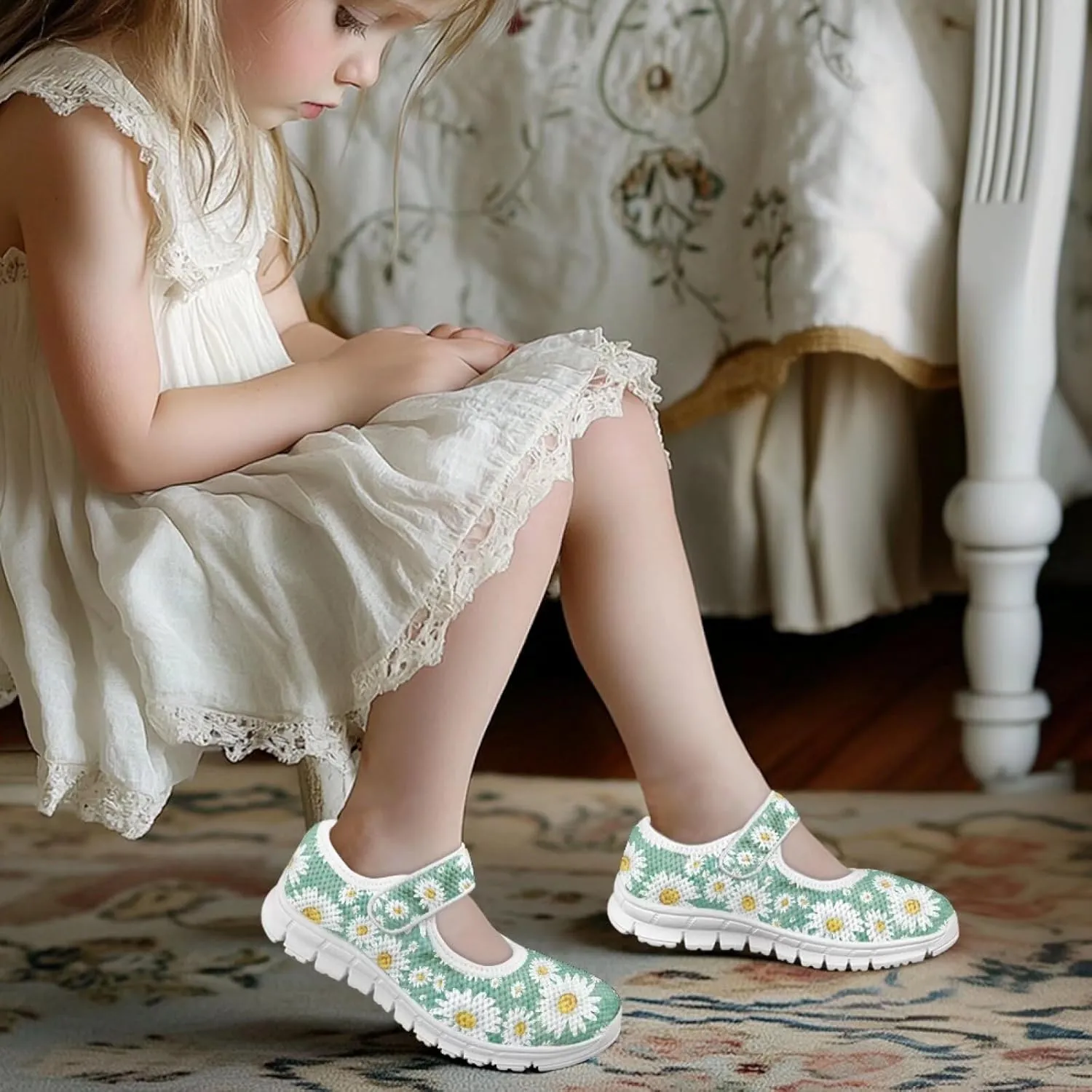 BIGCARJOB Mary Janes Shoes for Toddle Girls Running Shoes Cute Ballet Dress Shoes Kids Flats Walking Shoes