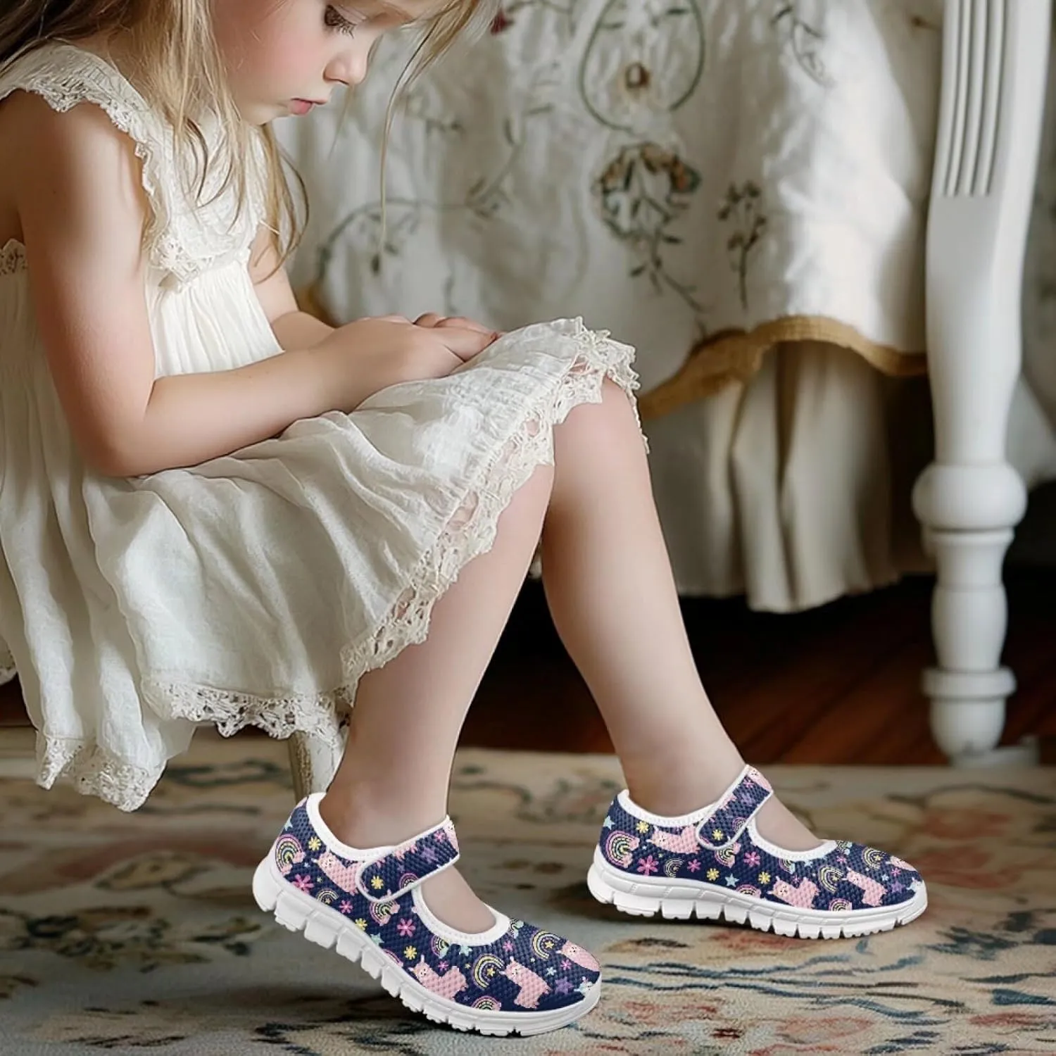 BIGCARJOB Mary Janes Shoes for Toddle Girls Running Shoes Cute Ballet Dress Shoes Kids Flats Walking Shoes