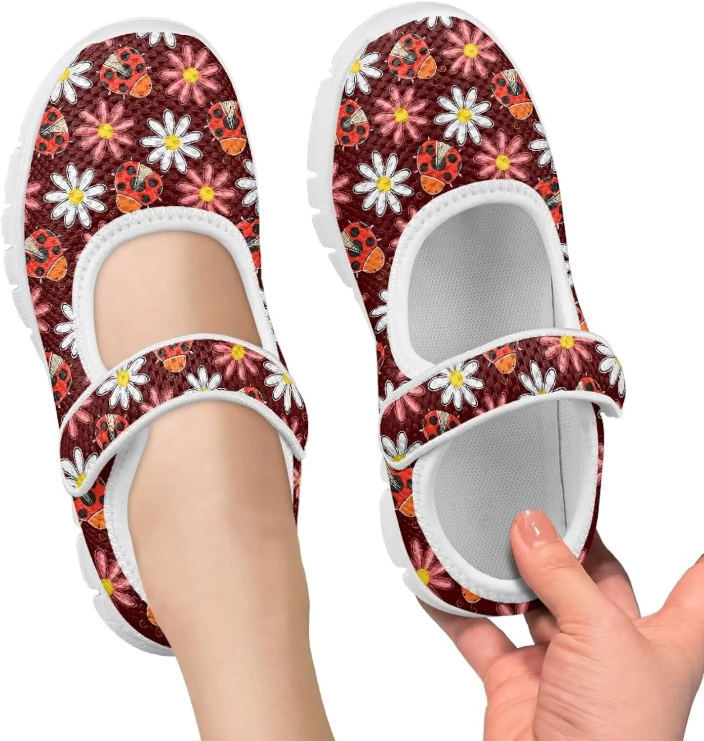 BIGCARJOB Mary Janes Sneakers for Girls Tennis Shoes School Uniform Shoes Kids Flats Walking Shoes