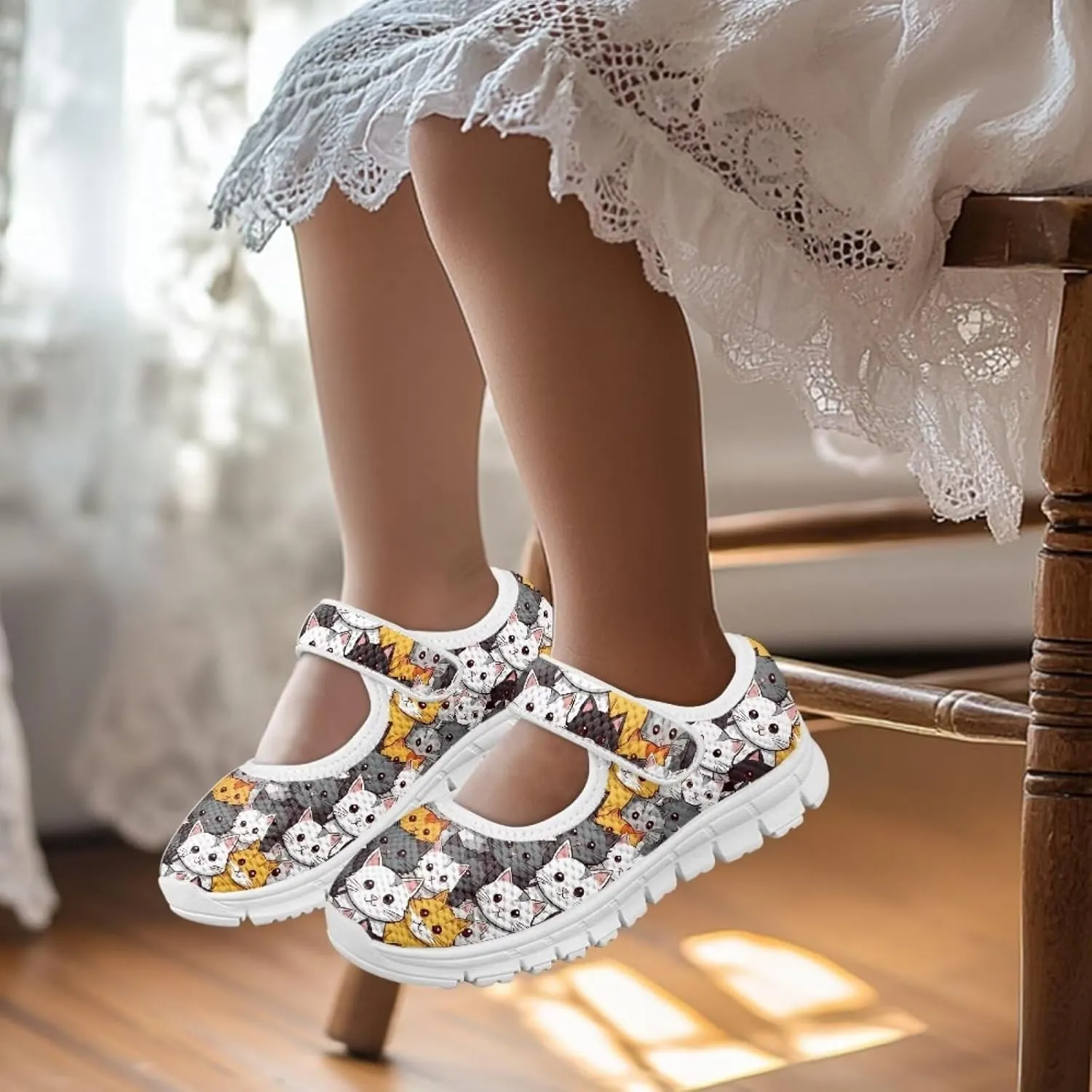BIGCARJOB Mary Janes Sneakers for Toddle Girls Flats Dress Shoes Cute Mary Janes Shoes