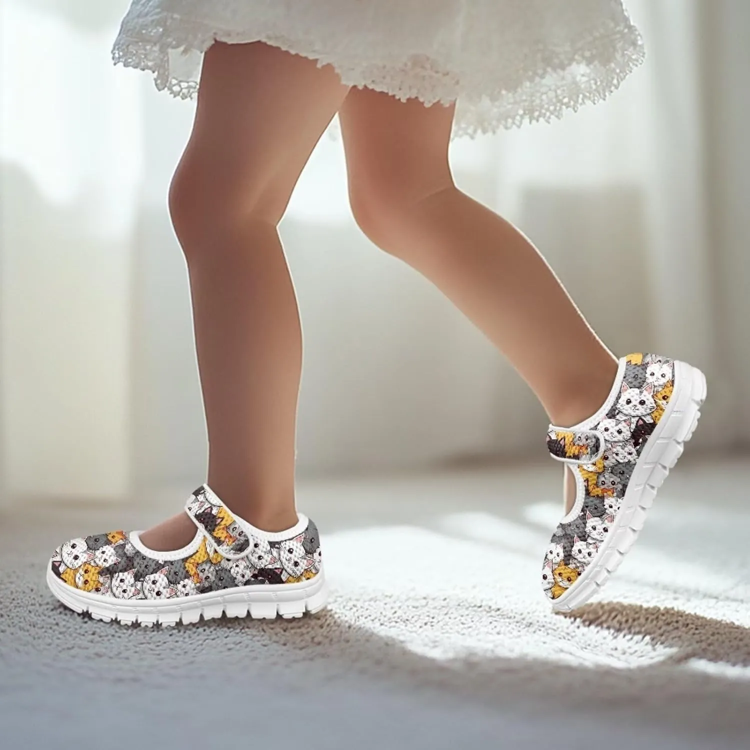 BIGCARJOB Mary Janes Sneakers for Toddle Girls Flats Dress Shoes Cute Mary Janes Shoes