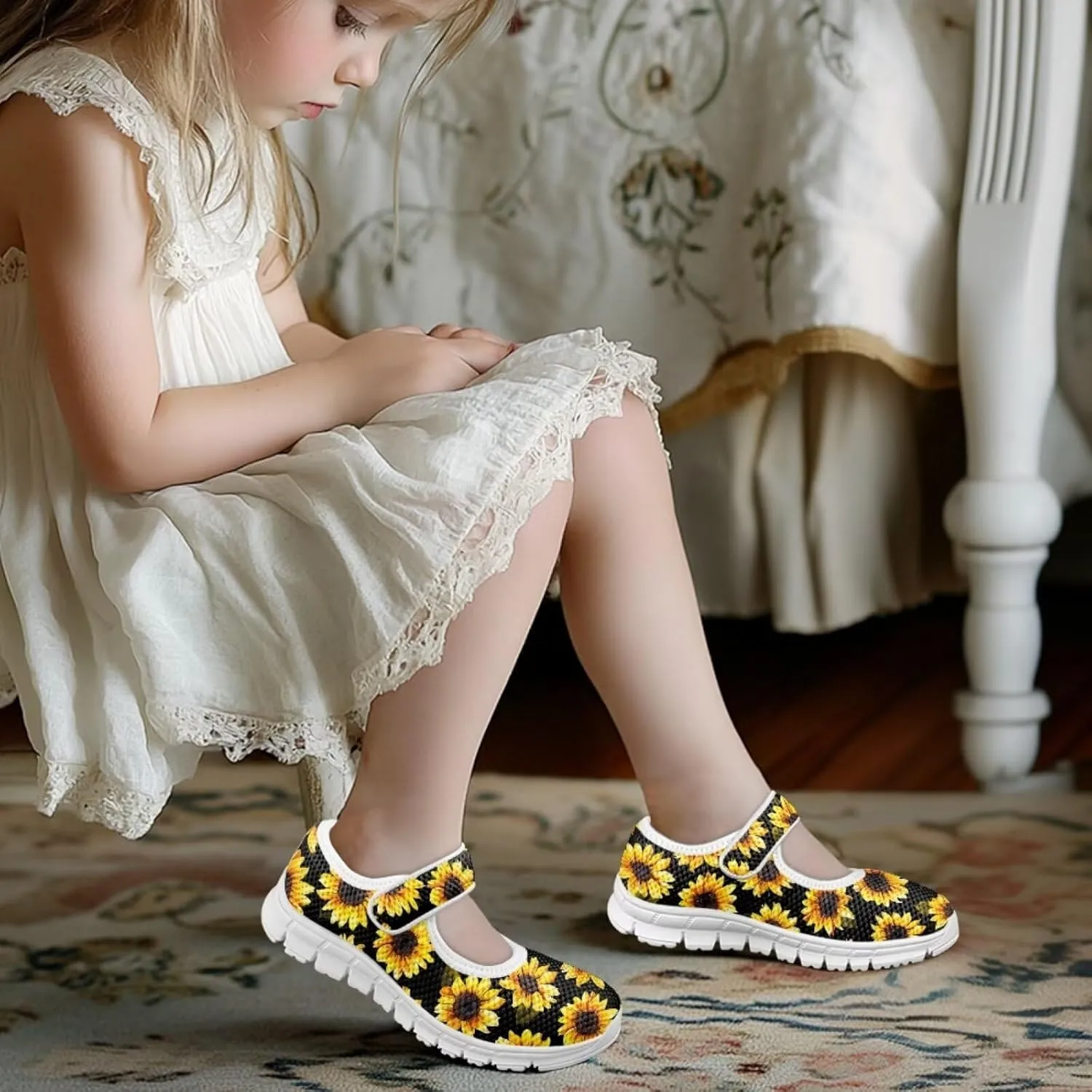 BIGCARJOB Mary Janes Sneakers for Toddle Girls Flats Dress Shoes Cute Mary Janes Shoes