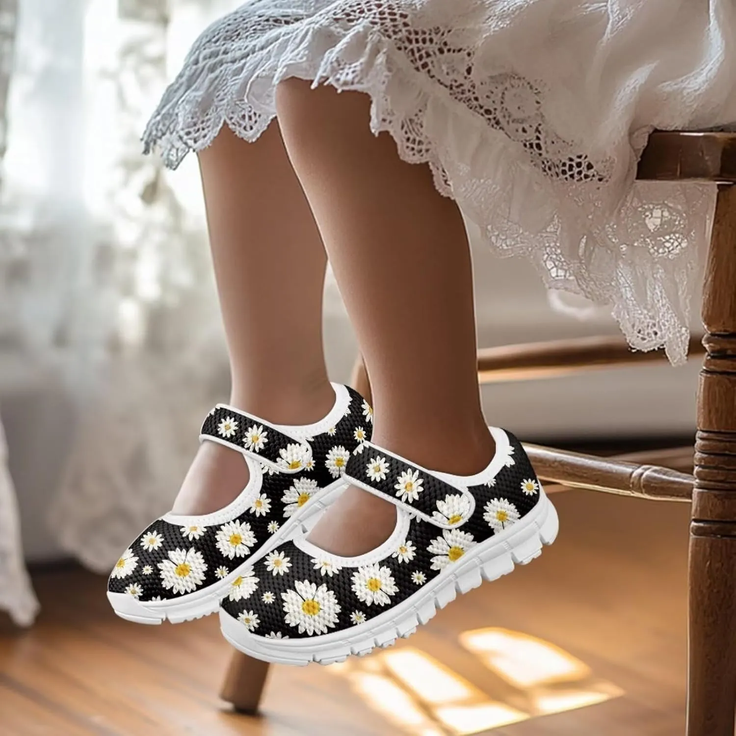 BIGCARJOB Mary Janes Sneakers for Toddle Girls Flats Dress Shoes Cute Mary Janes Shoes