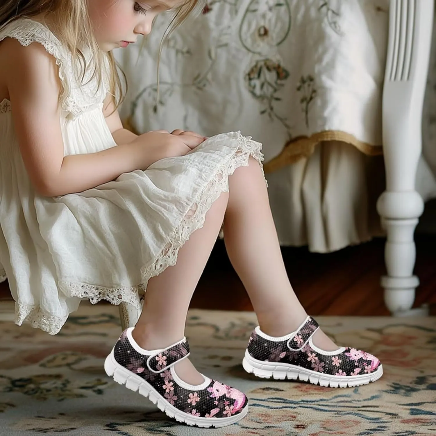 BIGCARJOB Mary Janes Sneakers for Toddle Girls Flats Dress Shoes Cute Mary Janes Shoes