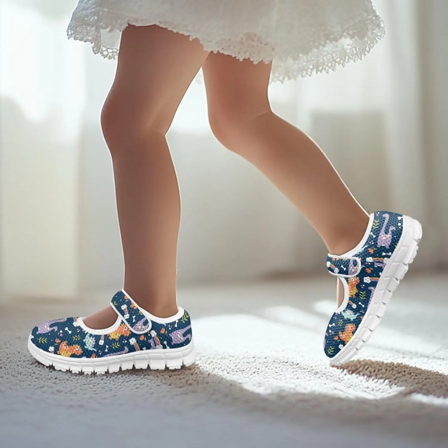 BIGCARJOB Mary Janes Sneakers for Toddle Girls Flats Dress Shoes Cute Mary Janes Shoes
