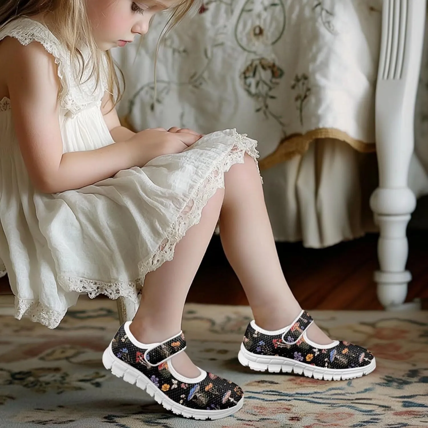 BIGCARJOB Toddle Girls Princess Shoes Mary Janes Sneakers Flats Dress Shoes Lightweight Mary Janes Shoes