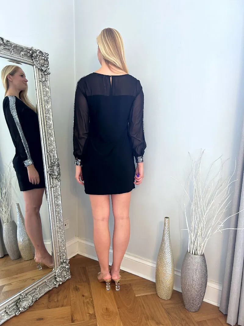 Black Dress with Sequin Detail Sleeve