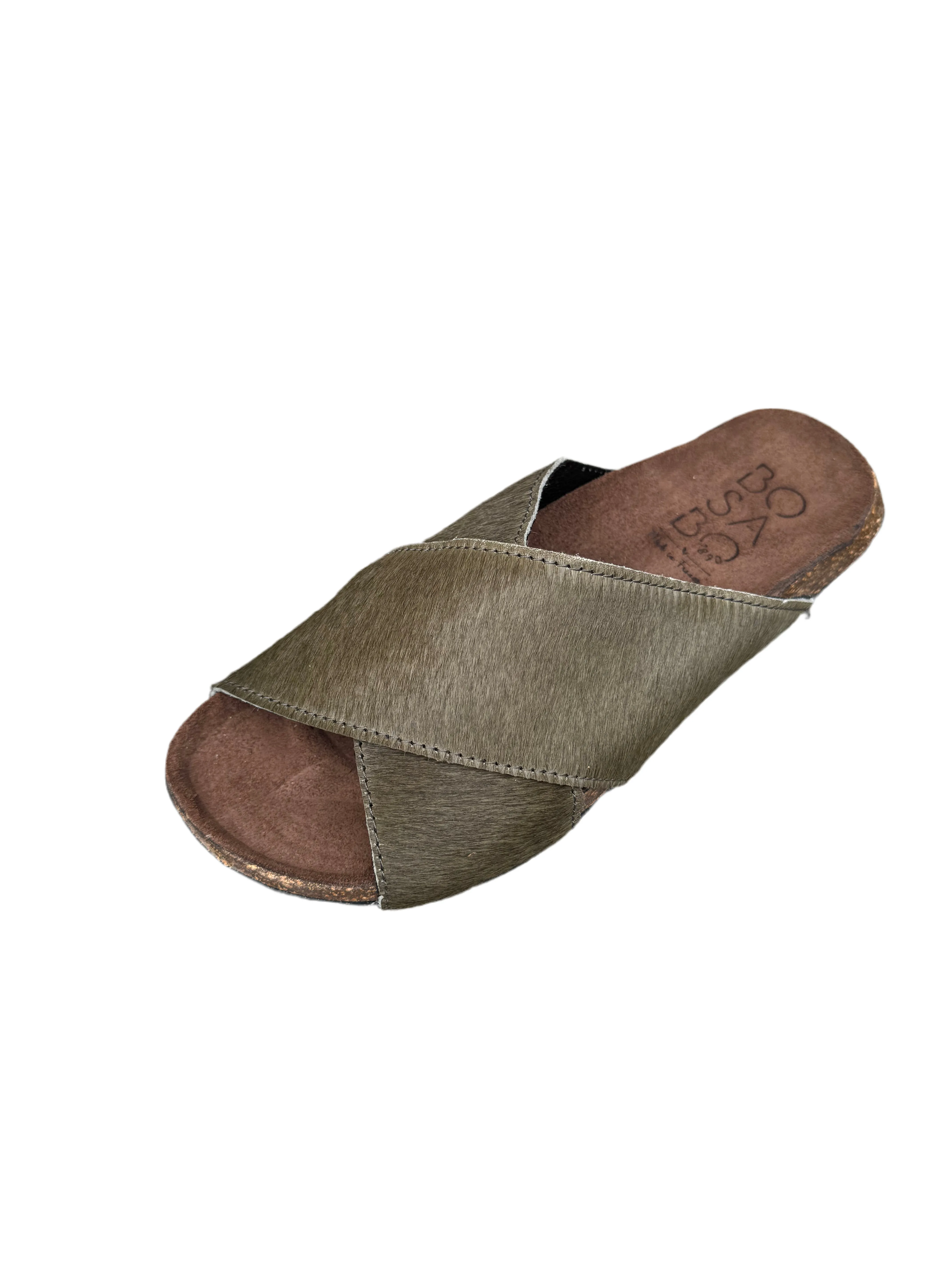 Bosabo Cross-over Slides / Khaki Cowhide