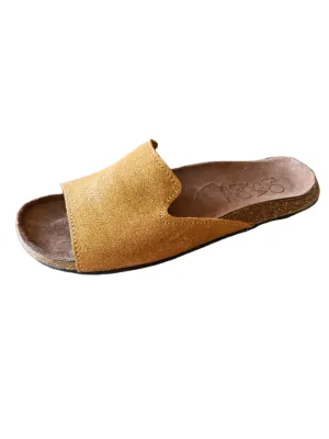 Bosabo Slip on Mules / Tan Suede Gold Shimmer