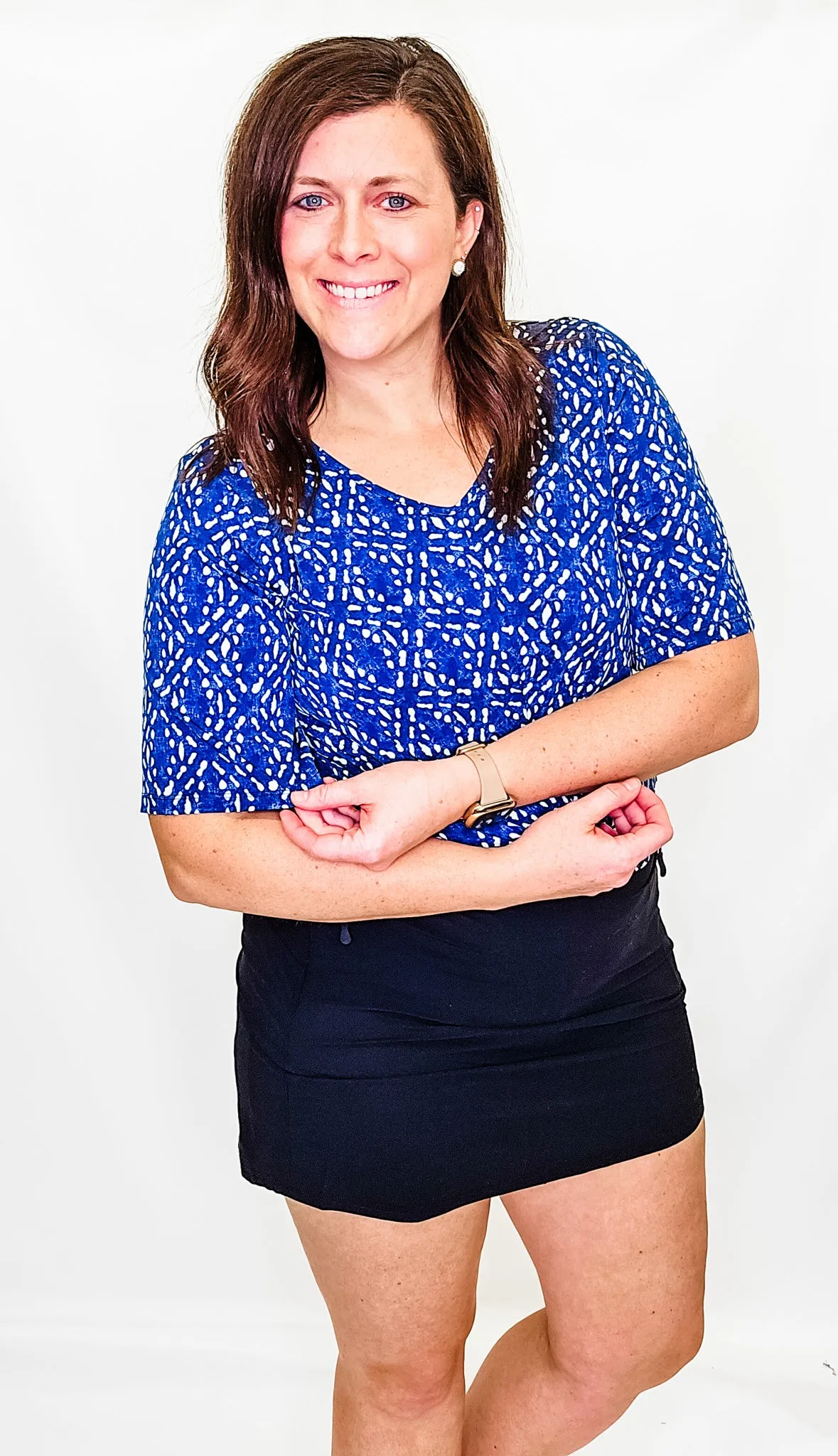 Charlie B Indigo Navy V-Neck Top with Knot