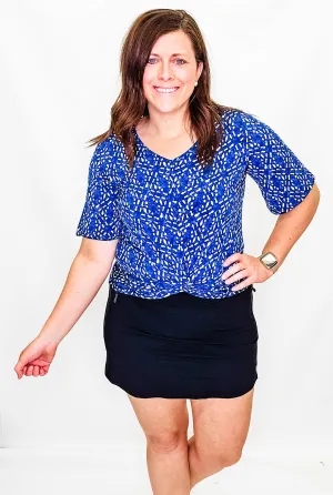 Charlie B Indigo Navy V-Neck Top with Knot