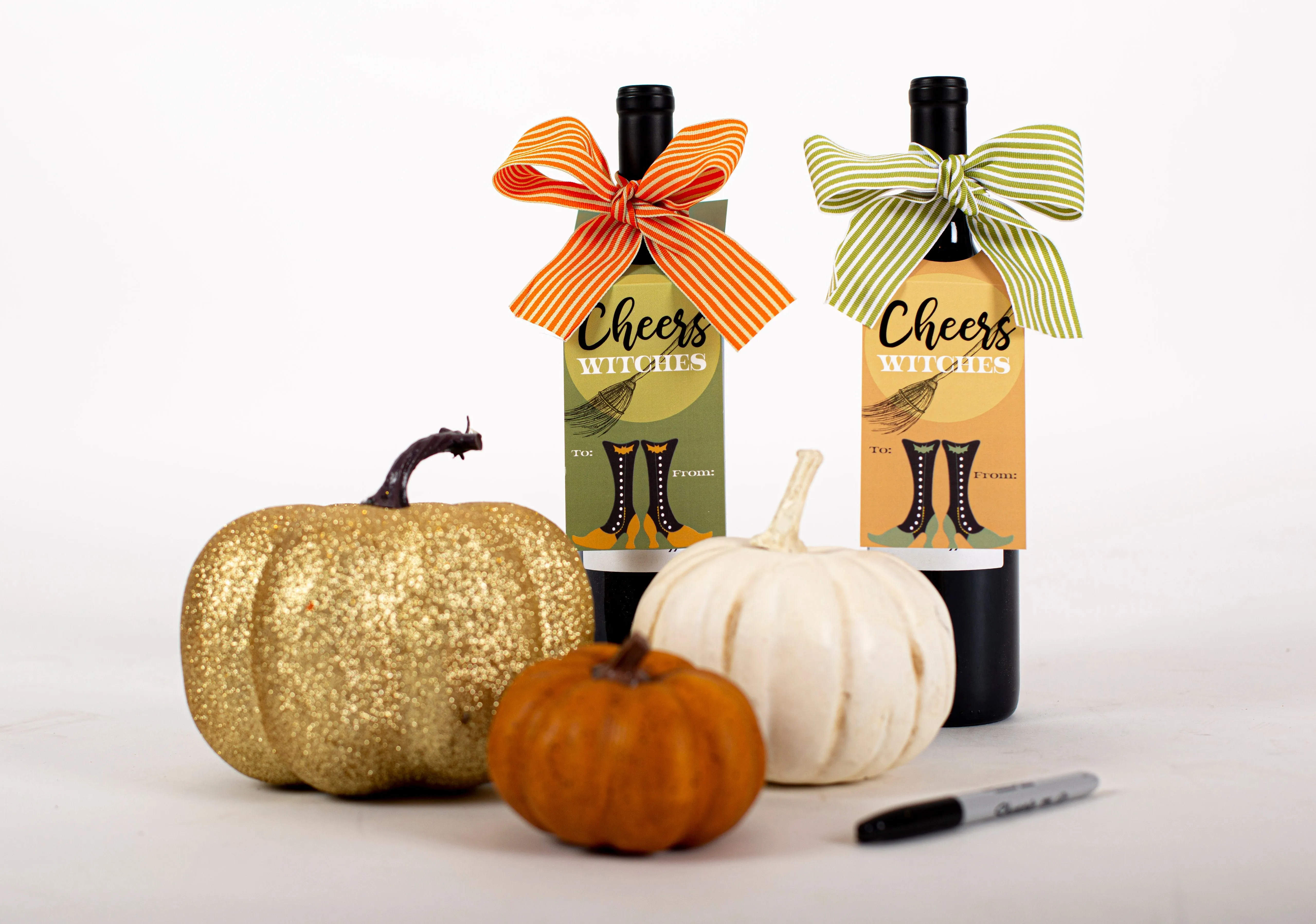 Cheers Witches Wine Tag Green
