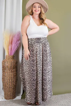 Cheetah Print Smocked Maxi Skirt