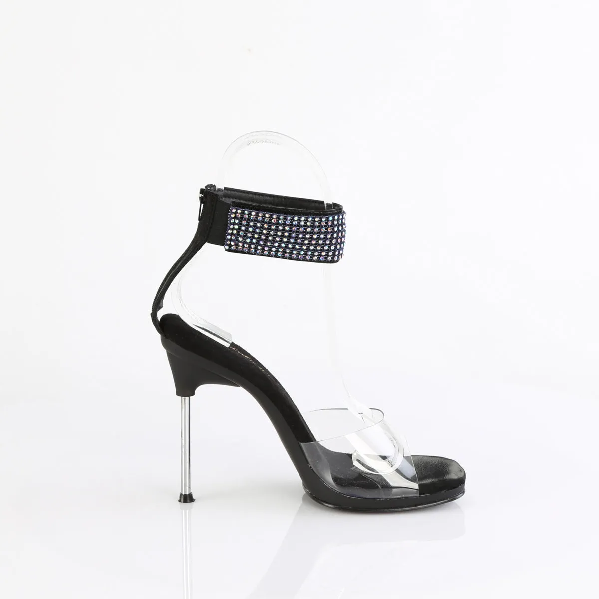 CHIC-42 Fabulicious 4 1/2" Chic Clear/Black Sexy Shoes (High Heels)