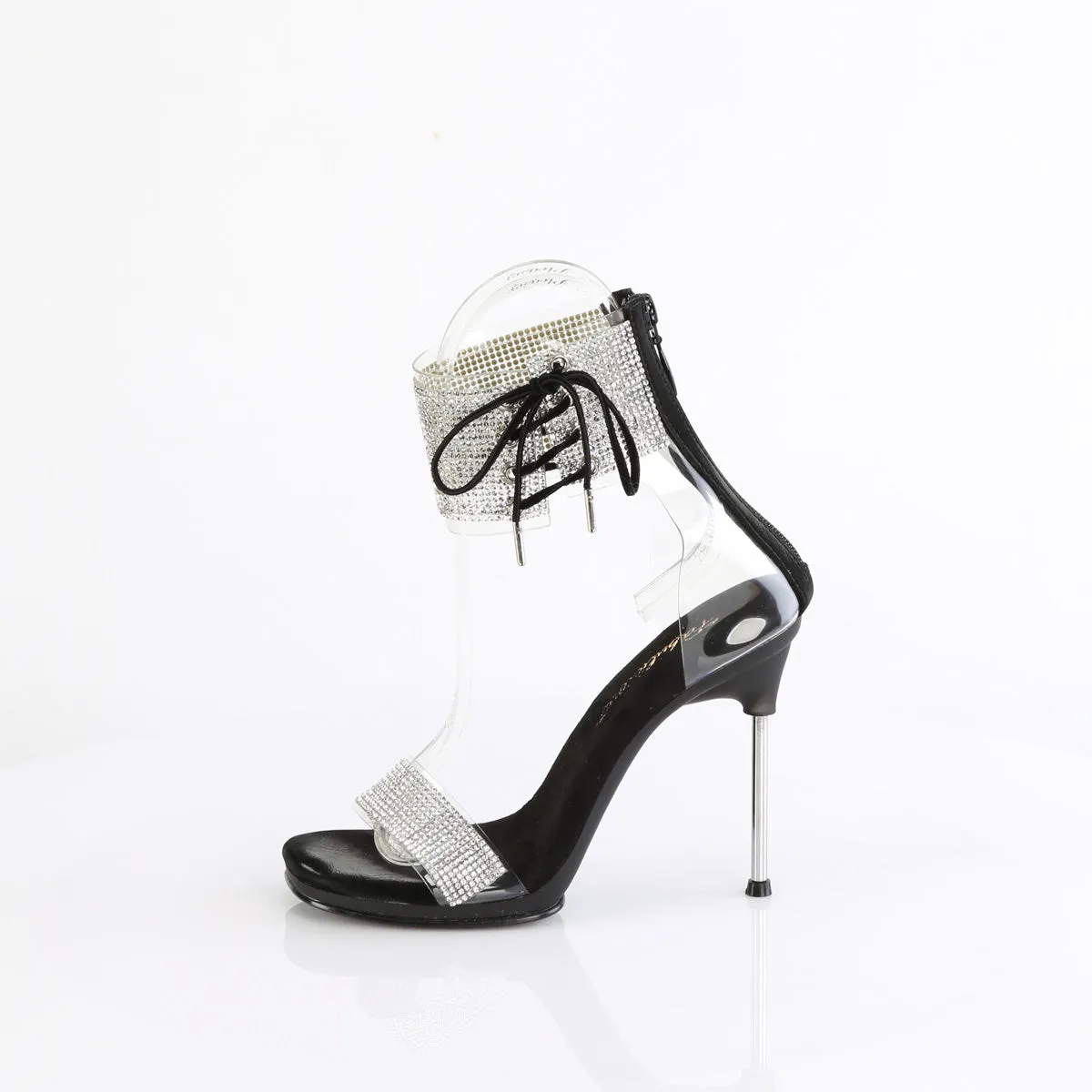 CHIC-47 Fabulicious 4 1/2" Chic Clear/Black Sexy Shoes (High Heels)