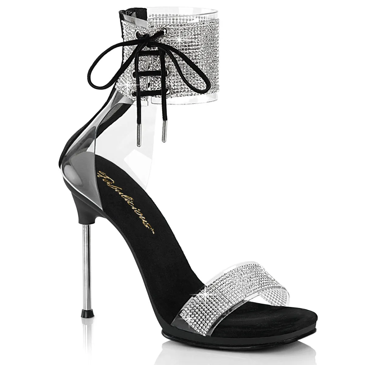 CHIC-47 Fabulicious 4 1/2" Chic Clear/Black Sexy Shoes (High Heels)