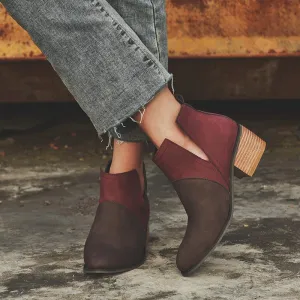 Chicvane New Women's suede Chunky Heel Ankle Boots With Wooden Heel