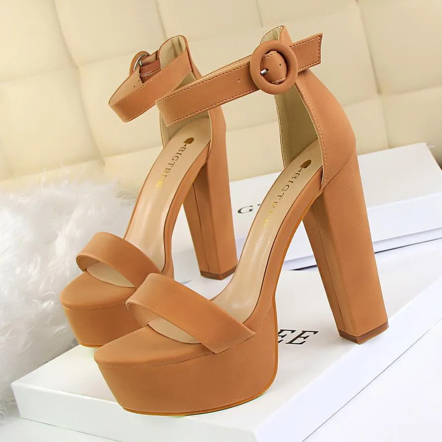Chicvane Open Toe High Heels Shoes with Buckle Heeled Sandals
