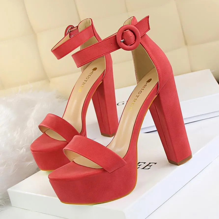Chicvane Open Toe High Heels Shoes with Buckle Heeled Sandals
