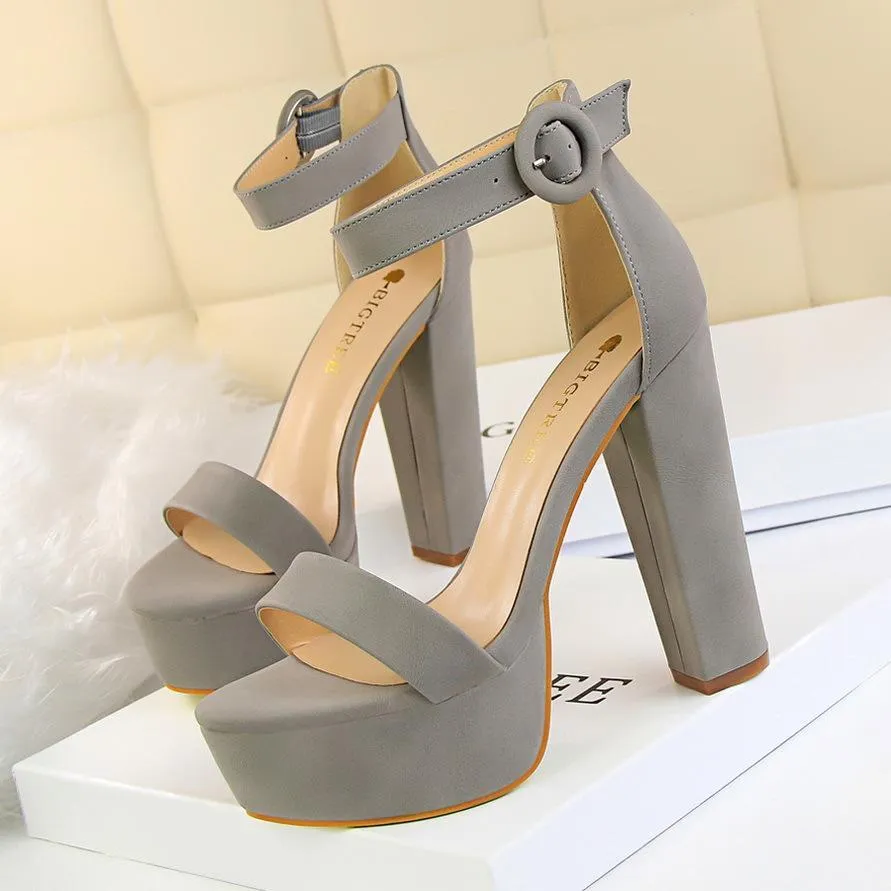 Chicvane Open Toe High Heels Shoes with Buckle Heeled Sandals