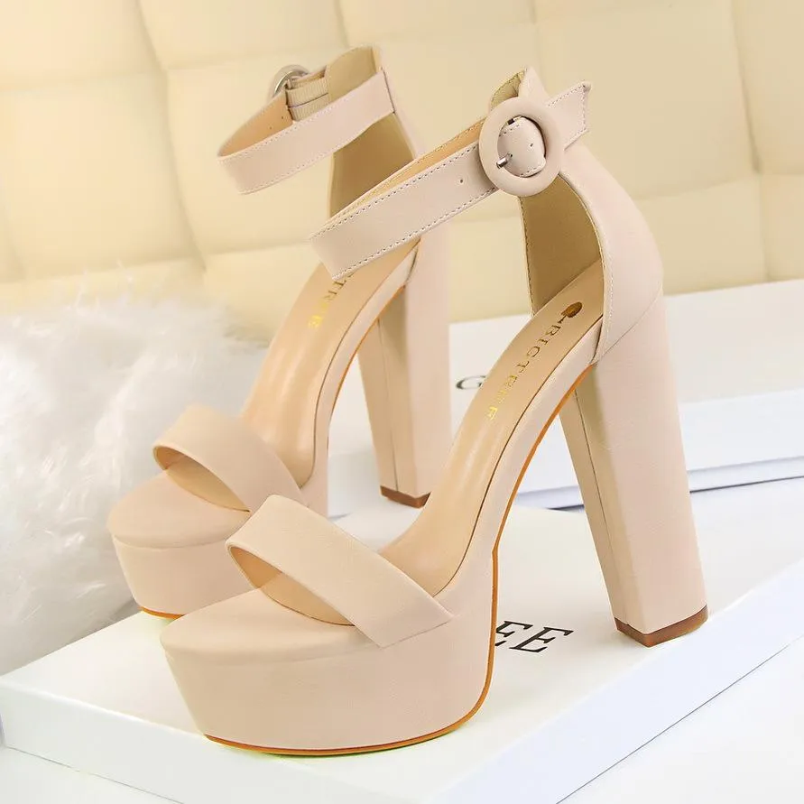 Chicvane Open Toe High Heels Shoes with Buckle Heeled Sandals