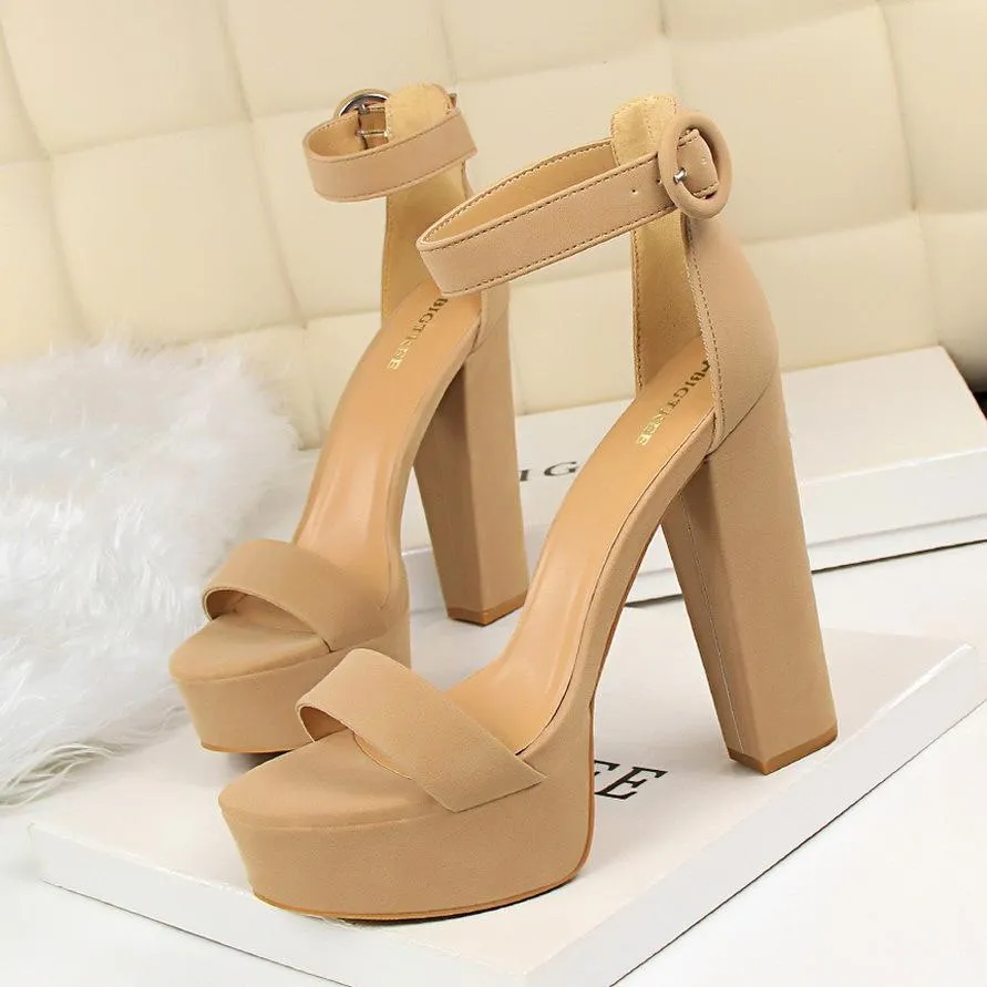 Chicvane Open Toe High Heels Shoes with Buckle Heeled Sandals